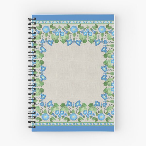 Item preview, Nostalgic Blue Morning Glory Border on Taupe designed and sold by Judy Adamson.