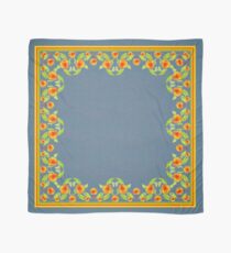 Country Style Marigolds Border on Indigo Scarf