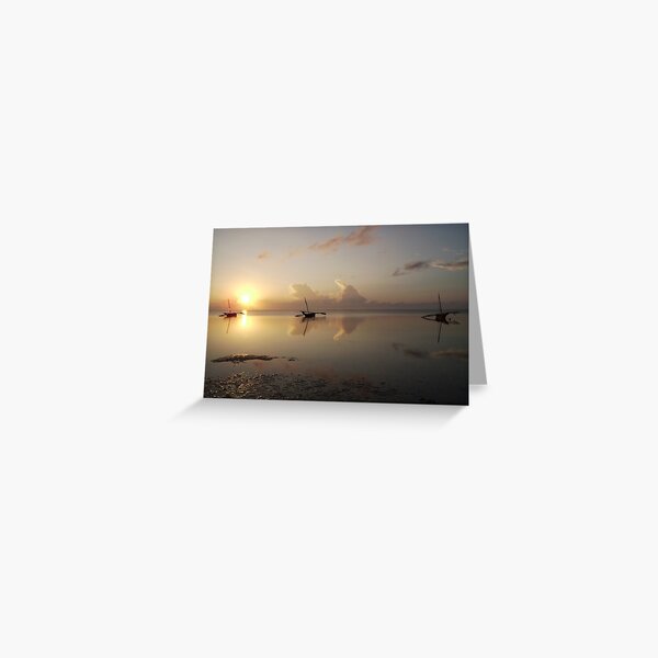 Three boats, Bamburi beach, Kenya, Greeting Card