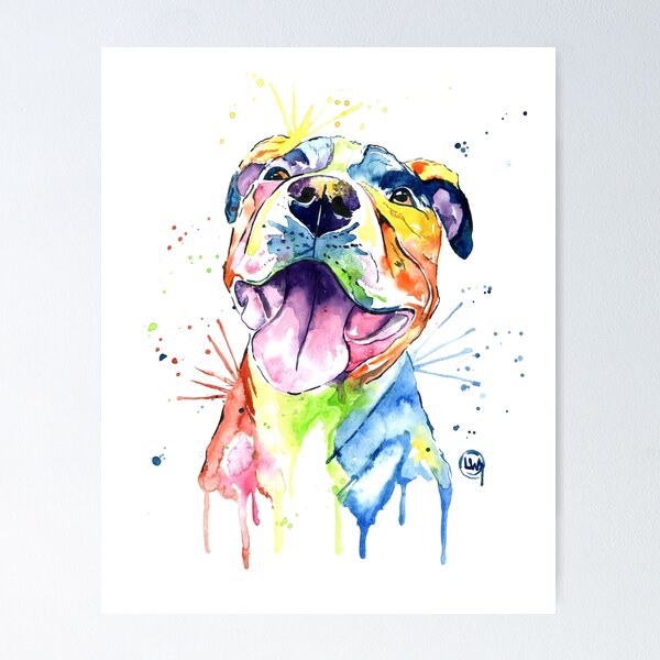 Artikel-Vorschau von Pitbull-bunte Haustier-Porträt-Aquarell-Malerei, designt und verkauft von Lisa Whitehouse.