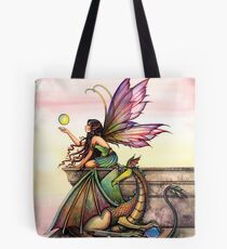 Dragons Orbs Fairy and Dragon Art by Molly Harrison Tote Bag