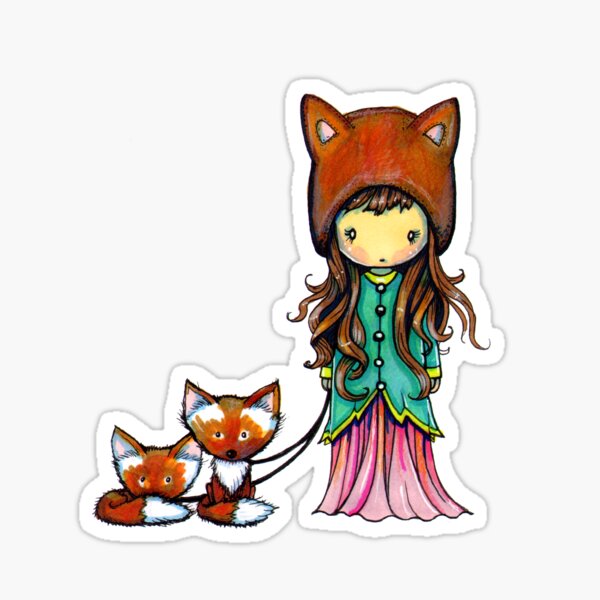 Item preview, Little Fox Girl Illustration by Molly Harrison designed and sold by Molly  Harrison.