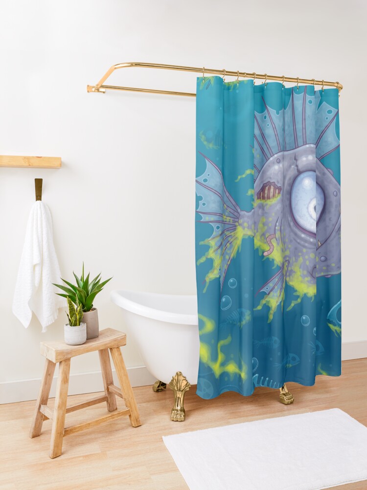 Alternate view of Zombie Fish Shower Curtain