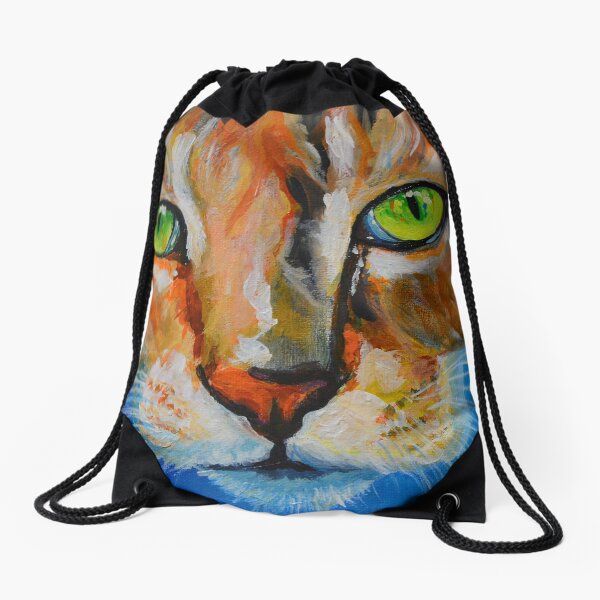 Green Eyed Boo-Boo Kitty Drawstring Bag
