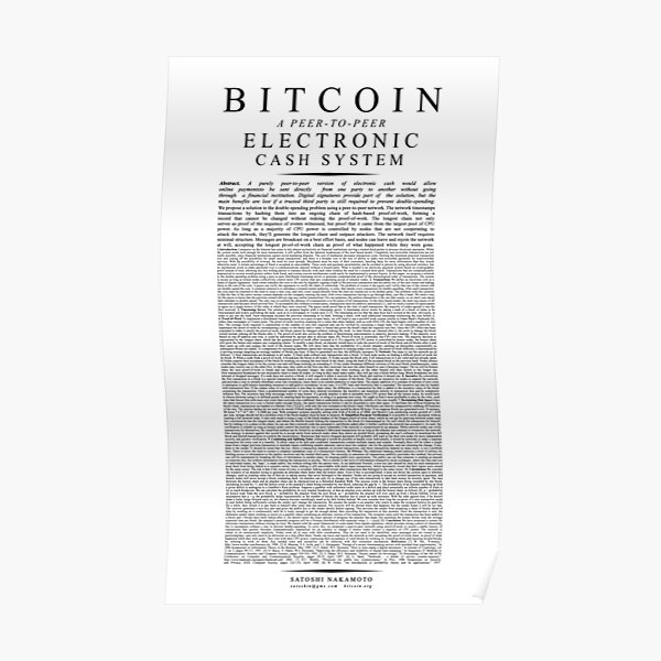 Bitcoin Whitepaper // Satoshi Nakamoto Poster