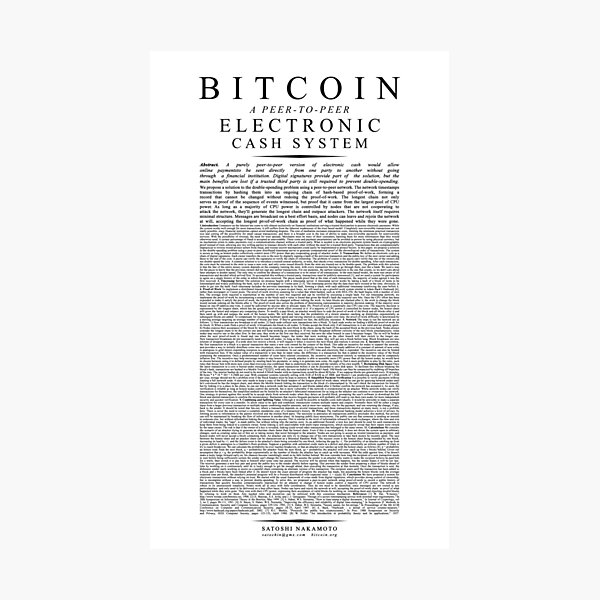 Bitcoin Whitepaper // Satoshi Nakamoto Photographic Print