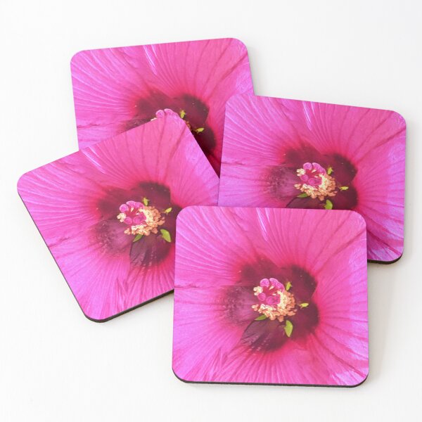 Item preview, Deep Pink and Crimson Hibiscus Flower Macro designed and sold by myrubiogarden.