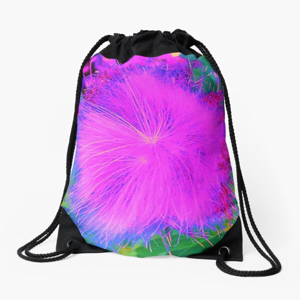 Psychedelic Purple Milkweed Flower Drawstring Bag
