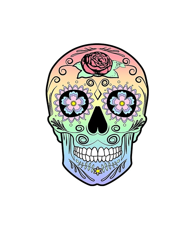 "Rainbow Color Sugar Skull Cute Design" by ChristianSama Redbubble