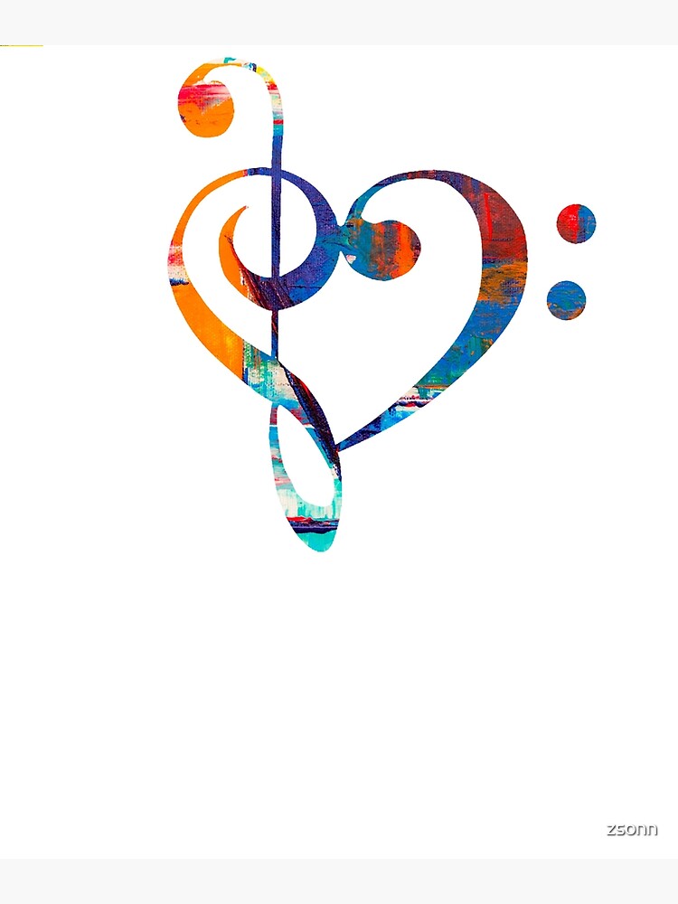 "Treble Bass Clef Heart Art" Canvas Print by zsonn | Redbubble