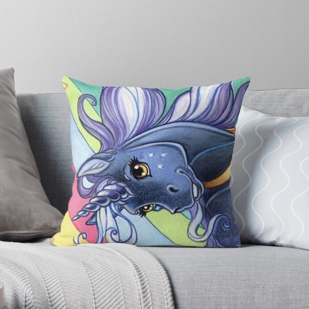 Midnight Unicorn Pony Throw Pillow
