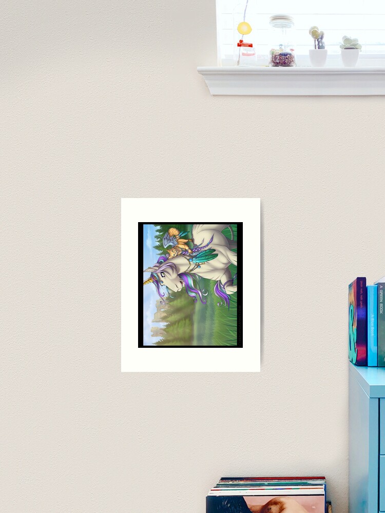 Thumbnail 1 of 3, Art Print, Meadow Unicorn Poster designed and sold by cybercat.