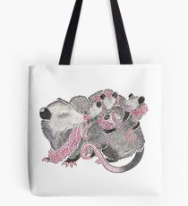 Opossum with babies Tote Bag