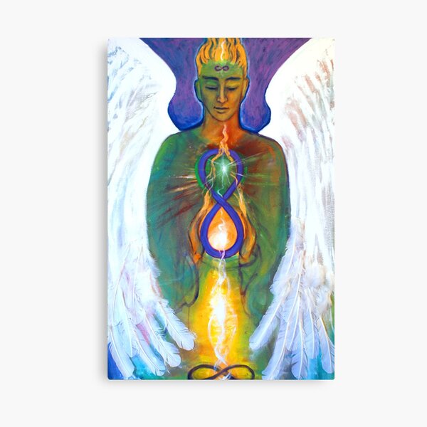 Angel of Alchemy - acylic on canvas with feathers Canvas Print