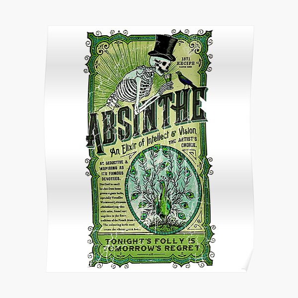 Absinthe an Elixir of Intellect and Vision Vintage T-shirt Poster