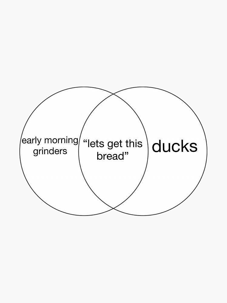 "early morning grinders / let's get this bread venn diagram" Sticker