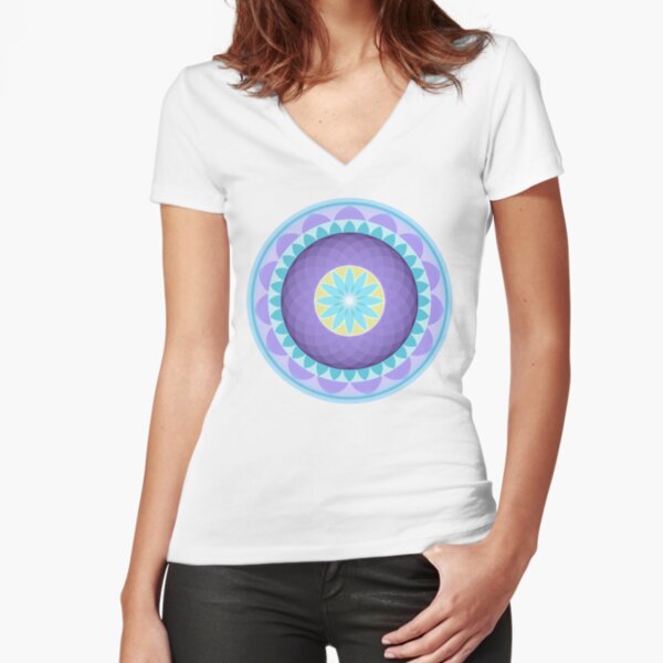 Clean Aura - Mandala Fitted V-Neck T-Shirt
