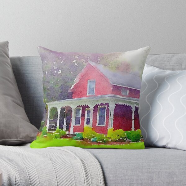 The Red Farmhouse, Norwalk, Ohio Throw Pillow