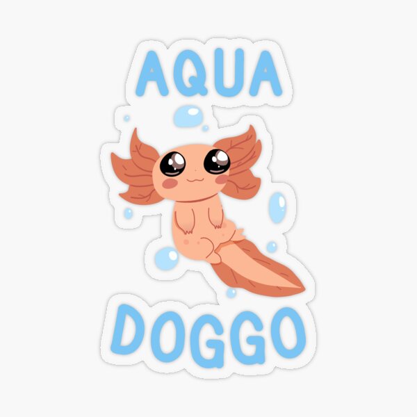 Aqua Doggo (Axolotl) | cute sea pet pink chibi Transparent Sticker
