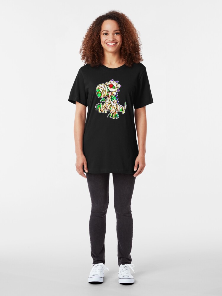 Alternate view of Cute Mummified Trex Halloween. Slim Fit T-Shirt