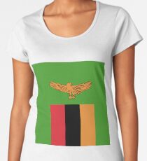 Sambia-Flagge-Emblem Premium Rundhals-Shirt