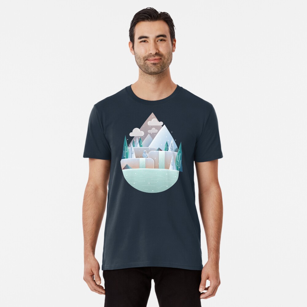 Flat winter landscape illustration Premium T-Shirt