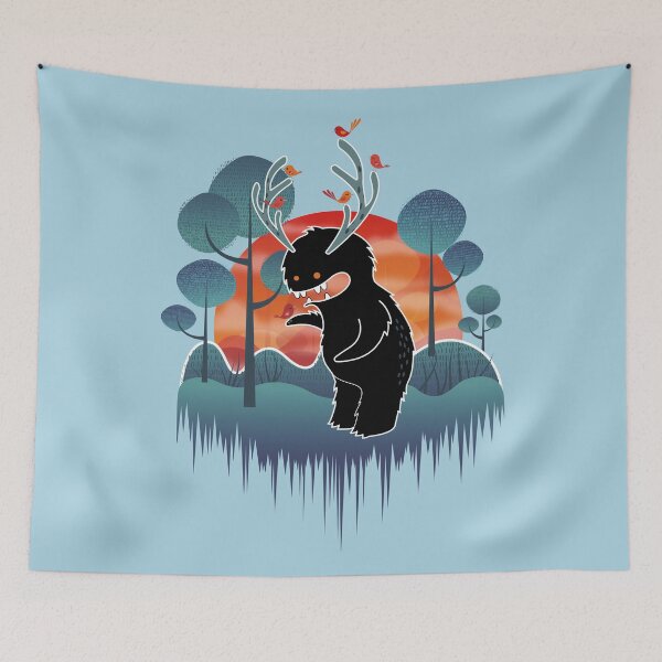 Item preview, monstruo del bosque pajaritos azul designed and sold by Miss-Cactus-Art.