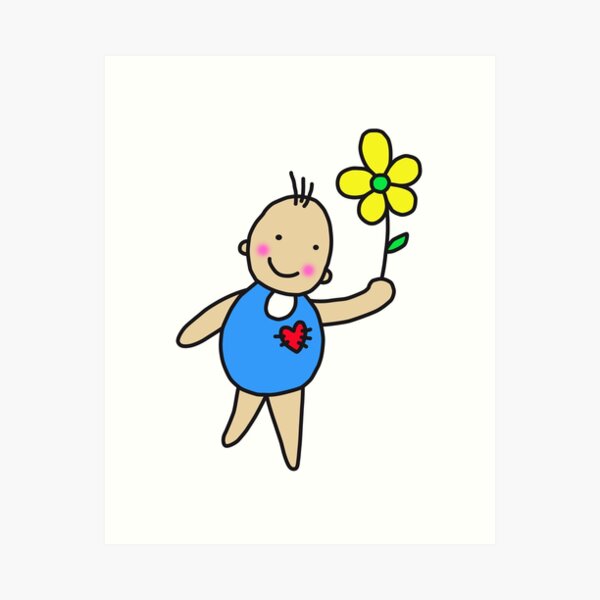 Item preview, Stick figure flower heart child drawing graffiti designed and sold by Helen-Storm.