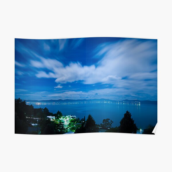 Moonlit River Derwent - Tasmania, Australia Poster