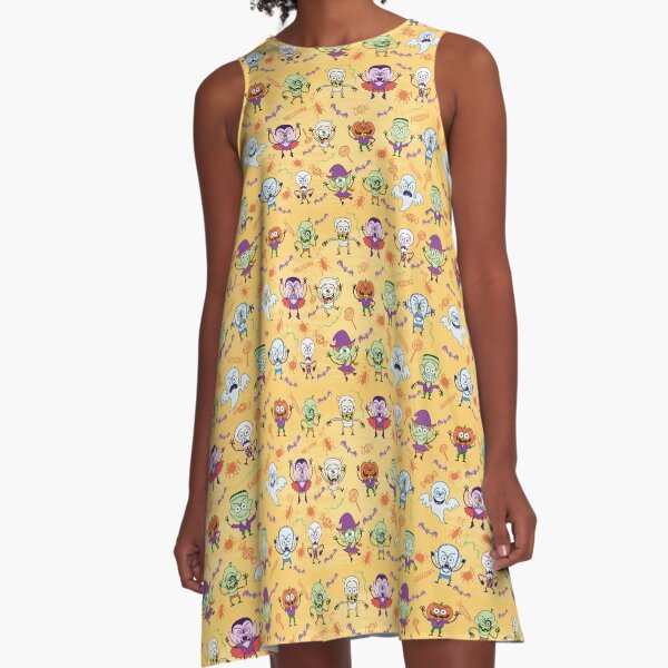 Funny Halloween characters pattern A-Line Dress