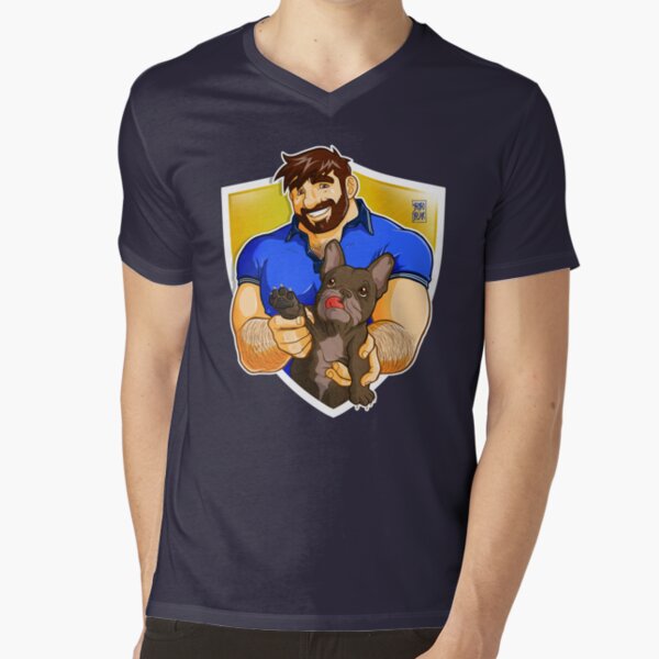 ADAM LIKES FRENCHIES - BRINDLE BULLDOG V-Neck T-Shirt