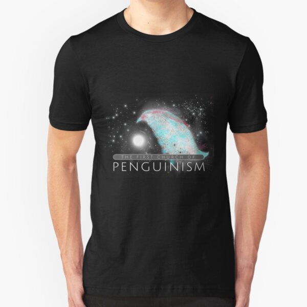 The First Church of Penguism Banner Slim Fit T-Shirt