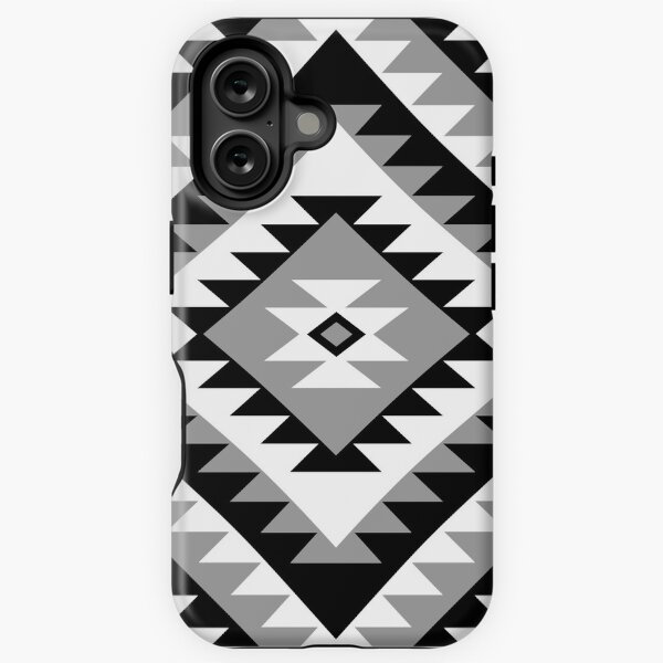 Aperçu de l'œuvre Motif Aztèque Diamant Noir Blanc Gris créée et vendue par NataliePaskell.