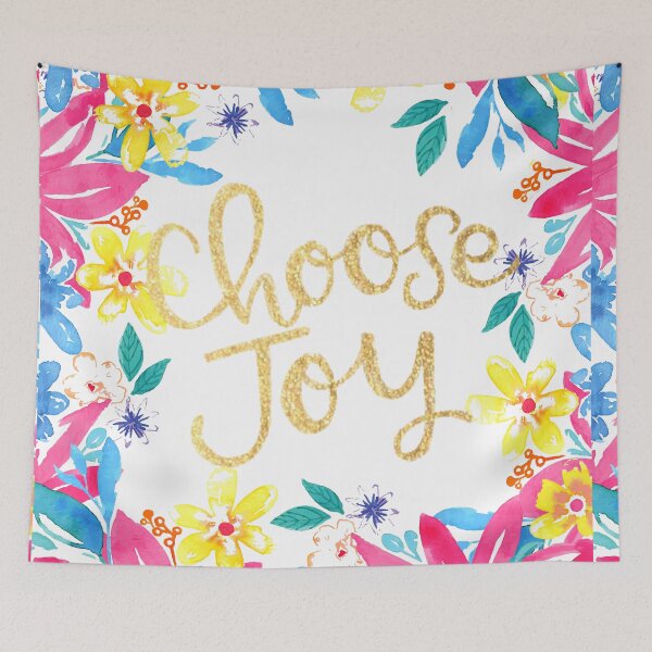 Item preview, Choose Joy Floral - Pink & Blue designed and sold by jwillustrations.