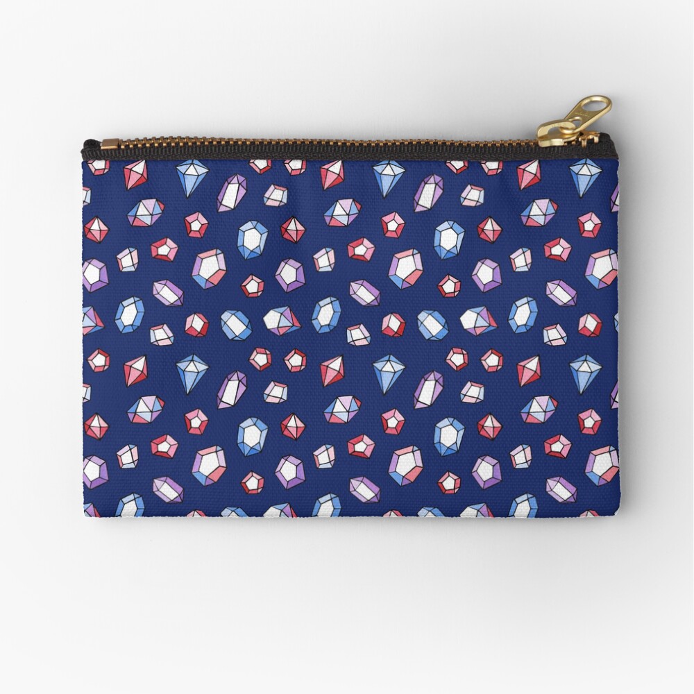 Jewels on navy Zipper Pouch