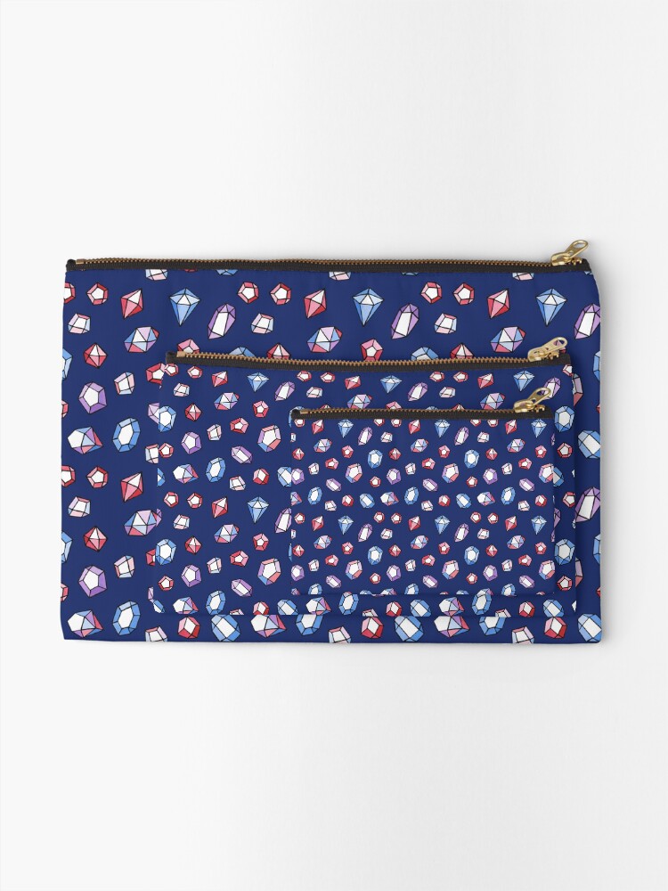 Alternate view of Jewels on navy Zipper Pouch