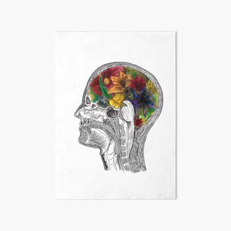 MRI Brain Flowers - Neuroscience Art - Medical Art Art Board Print