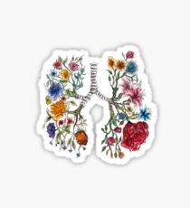 Lung Anatomy and Flowers Art Sticker