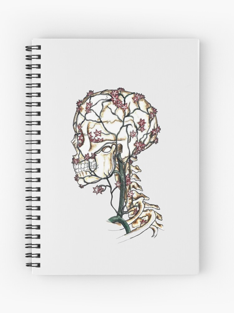 Cuaderno de espiral «Las flores perfunden el cráneo - Arte de la anatomía  del esqueleto» de Terouz | Redbubble