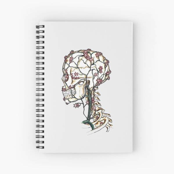 Flowers Perfuse the Skull - Skeleton Anatomy Art Spiral Notebook