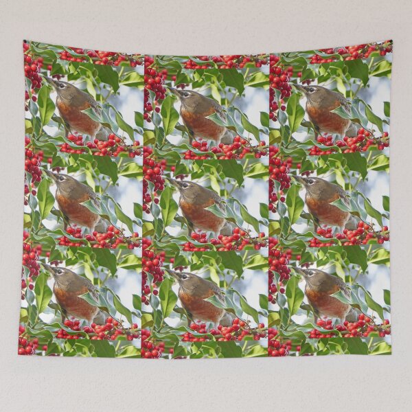 Item preview, Christmas Morning Robin in a Holly Tree by Cheryl Alexander designed and sold by Millions Missing Canada.