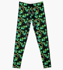 Irish Shamrocks and Gold at the end of the rainbow Leggings