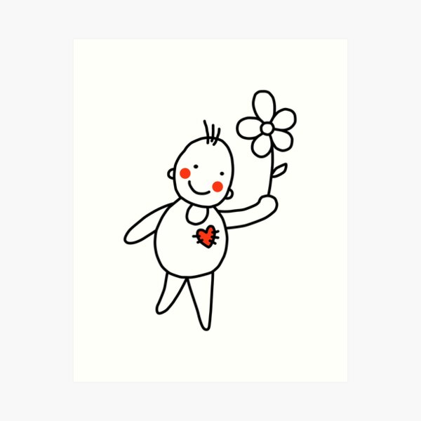Item preview, Stick figure flower heart child drawing graffiti designed and sold by Helen-Storm.