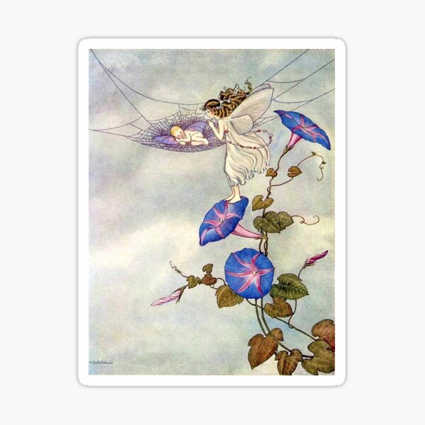 Item preview, Spiderweb cradle in Morning Glories - Ida Rentoul Outhwaite designed and sold by forgottenbeauty.