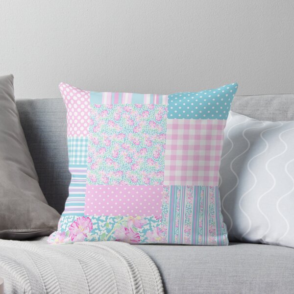 Item preview, Pink Roses and White Butterflies Faux Patchwork  designed and sold by Judy Adamson.