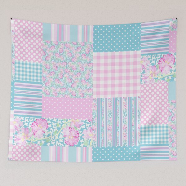 Item preview, Pink Roses and White Butterflies Faux Patchwork  designed and sold by Judy Adamson.