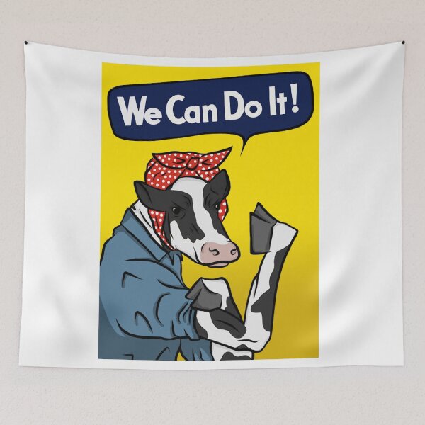 Item preview, We can do it! Rosie the Riveter Vegan Cow designed and sold by GoodbyeDolly.