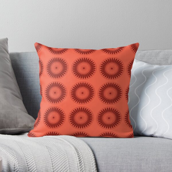 Beautiful Red and Orange Geometric Art Pattern Design Throw Pillow