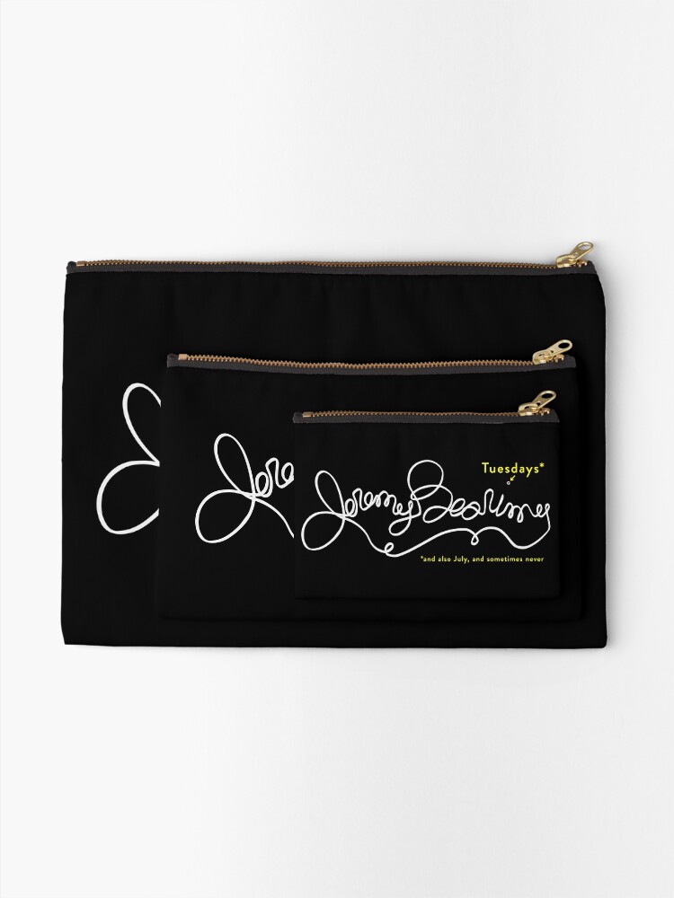 Alternate view of Jeremy Bearimy in white (with notation) Zipper Pouch