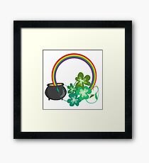 Irish Shamrocks and Gold at the end of the rainbow Framed Print